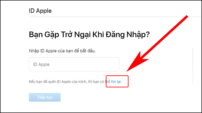 Tìm lại ID Apple